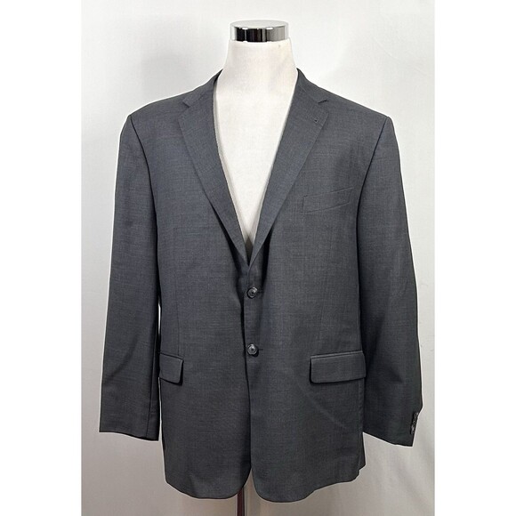 Joseph Abboud 50R Suit 42x29 Flat Front Gray 100% Wool Two Button Double Vented - Picture 2 of 13